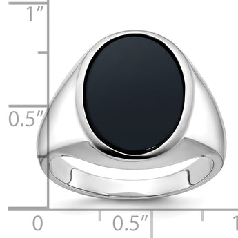 Men's Oval Onyx Ring in 14K White Gold, 18.1mm, Size 10