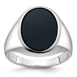 Men's Oval Onyx Ring in 14K White Gold, 18.1mm, Size 10
