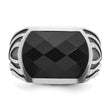 Men's Black Onyx Ring in 14K White Gold, Size 10