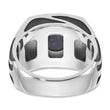 Men's Black Onyx Ring in 14K White Gold, Size 10