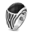 Men's Black Onyx Ring in 14K White Gold, Size 10
