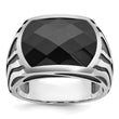 Men's Black Onyx Ring in 14K White Gold, Size 10