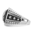 Men's Cushion Onyx Star Ring in 14K White Gold, Antiqued, Size 10