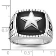 Men's Cushion Onyx Star Ring in 14K White Gold, Antiqued, Size 10