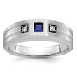 14k White Gold Men's Satin Lab Created Sapphire Diamond Ring Mounting - Sophia Jewelers