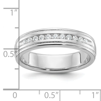 14k White Gold Men's Polished and Milgrain 11-Stone 1/4 Carat AA Quality Diamond Ring