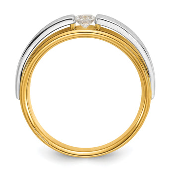 14k Two-tone 1/15 carat Lab Grown Diamond VS/SI+ G+ Complete Polished and Satin Men's Band, Size 10 - Birthstone Company