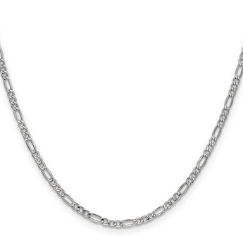 14K White Gold 16 inch 2.5mm Semi-Solid Figaro with Lobster Clasp Chain
