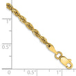 14K 7 inch 2.8mm Semi Solid Rope with Lobster Clasp Chain