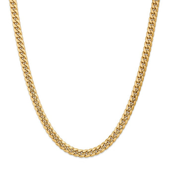 14K Yellow Gold Miami Cuban Chain with Polished Finish 7.3mm - 22
