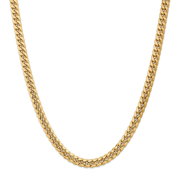 14K Yellow Gold Miami Cuban Chain with Polished Finish 7.3mm - 22