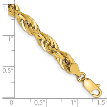 14K 7 inch 5.4mm Semi Solid Rope with Lobster Clasp Chain