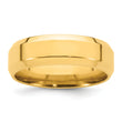 14k Yellow Gold 7mm Beveled Edge Comfort Fit Wedding Band Size 14