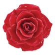 Lacquer Dipped Red Real Rose Adjustable Silver-tone Ring