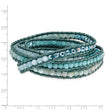 Amazonite/Crystal/Blue Quartz/Leather Multi-wrap Bracelet