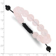 Round Rose Quartz Onyx Cord Bolo Bracelet, 10.2mm Adjustable