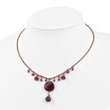 Rose-Tone Purple Glass Beaded Necklace with Extender Vintage Elegance - 16