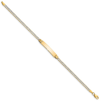 14k w/Rhodium Children's Pav‚ Curb Link ID Bracelet