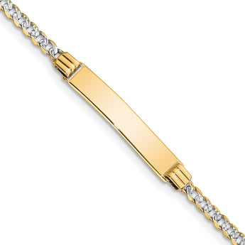 14k w/Rhodium Children's Pav‚ Curb Link ID Bracelet