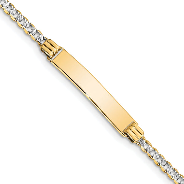 14k w/Rhodium Children's Pav‚ Curb Link ID Bracelet