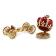 Luxury Giftware Pewter Bejeweled Crystals Gold-tone Enameled HER MAJESTY'S CROWN Carriage Trinket Box with Matching 18 Inch Necklace