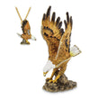 Luxury Giftware Pewter Bejeweled Crystals Gold-tone Enameled MAJESTIC Gliding Bald Eagle Trinket Box with Matching 18 Inch Necklace
