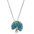 Luxury Giftware Pewter Bejeweled Crystals Silver-tone Enameled IRIDESCENCE Blue Peacock Trinket Box with Matching 18 Inch Necklace