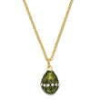 Luxury Giftware Pewter Bejeweled Crystals Gold-tone Enameled REGAL GREEN (Plays Swan Lake) Musical Egg with Matching 18 Inch Necklace