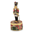 Luxury Giftware Pewter Bejeweled Crystals Gold-tone Enameled CHRISTOPH Nutcracker Trinket Box with Matching 18 Inch Necklace