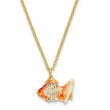 Luxury Giftware Pewter Bejeweled Imitation Pearls and Crystals Gold-tone Enameled KATIE Kissing Fish Trinket Box with Matching 18 Inch Necklace
