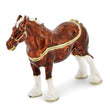 Luxury Giftware Pewter Bejeweled Crystals Gold-tone Enameled BUD Clydesdale Horse Trinket Box with Matching 18 Inch Necklace