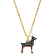 Luxury Giftware Pewter Bejeweled Crystals Gold-tone Enameled RALEIGH Doberman Pinscher Trinket Box with Matching 18 Inch Necklace