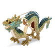 Luxury Giftware Pewter Bejeweled Crystals Gold-tone Enameled CHI Chinese Dragon Trinket Box with Matching 18 Inch Necklace