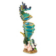 Luxury Giftware Pewter Bejeweled Crystals Gold-tone Enameled SIMON Seahorse Trinket Box with Matching 18 Inch Necklace