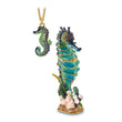 Luxury Giftware Pewter Bejeweled Crystals Gold-tone Enameled SIMON Seahorse Trinket Box with Matching 18 Inch Necklace