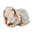Luxury Giftware Pewter Bejeweled Crystals Silver-tone Enameled PHOEBE Floppy Ear Bunny Trinket Box with Matching 18 Inch Necklace
