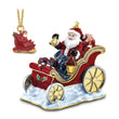 Luxury Giftware Pewter Bejeweled Crystals Gold-tone Enameled CRUISIN' SANTA in Sleigh Trinket Box with Matching 18 Inch Necklace