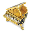 Luxury Giftware Pewter Bejeweled Crystals Gold-tone Enameled SERENADE Grand Piano Trinket Box with Matching 18 Inch Necklace