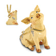 Luxury Giftware Pewter Bejeweled Crystals Gold-tone Enameled PRECIOUS Pig Trinket Box with Matching 18 Inch Necklace