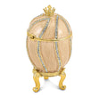 Luxury Giftware Pewter Bejeweled Crystals Gold-tone Enameled CAPTIVATING CROWN Champagne Egg Trinket Box with Matching 18 Inch Necklace