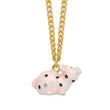 Luxury Giftware Pewter Bejeweled Crystals Gold-tone Enameled PETUNIA Spotted Pig Trinket Box with Matching 18 Inch Necklace