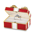 Luxury Giftware Pewter Bejeweled Crystals Gold-tone Enameled DESIRE Red Gift Box w/Ring Pad Trinket Box with Matching 18 Inch Necklace