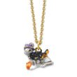 Luxury Giftware Pewter Bejeweled Crystals Gold-tone Enameled SERENA Halloween Cat Trinket Box with Matching 18 Inch Necklace