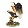Luxury Giftware Pewter Bejeweled Crystals Gold-tone Enameled LIBERTY Bald Eagle Trinket Box with Matching 18 Inch Necklace