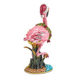 Luxury Giftware Pewter Bejeweled Crystals Gold-tone Enameled LEFTY Holiday Flamingo Trinket Box with Matching 18 Inch Necklace