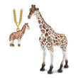 Luxury Giftware Pewter Bejeweled Crystals Gold-tone Enameled GAIL Brown and White Giraffe Trinket Box with Matching 18 Inch Necklace
