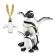 Luxury Giftware Pewter Bejeweled Crystals Gold-tone Enameled PATTY and POM Penguin and Baby Trinket Box with Matching 18 Inch Necklace