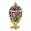 Luxury Giftware Pewter Bejeweled Crystals Gold-tone Enameled LILY OF THE VALLEY Purple Egg w/Ring Pad Trinket Box with Matching 18 Inch Necklace