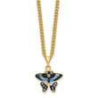 Luxury Giftware Pewter Bejeweled Crystals Gold-tone Enameled JEANNIE Blue Butterfly Trinket Box with Matching 18 Inch Necklace
