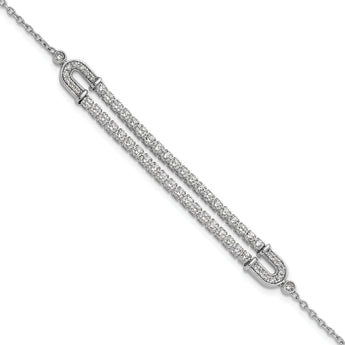 14K White Gold Lab Grown Diamond VS/SI GH, w/1 inch  ext. Bracelet